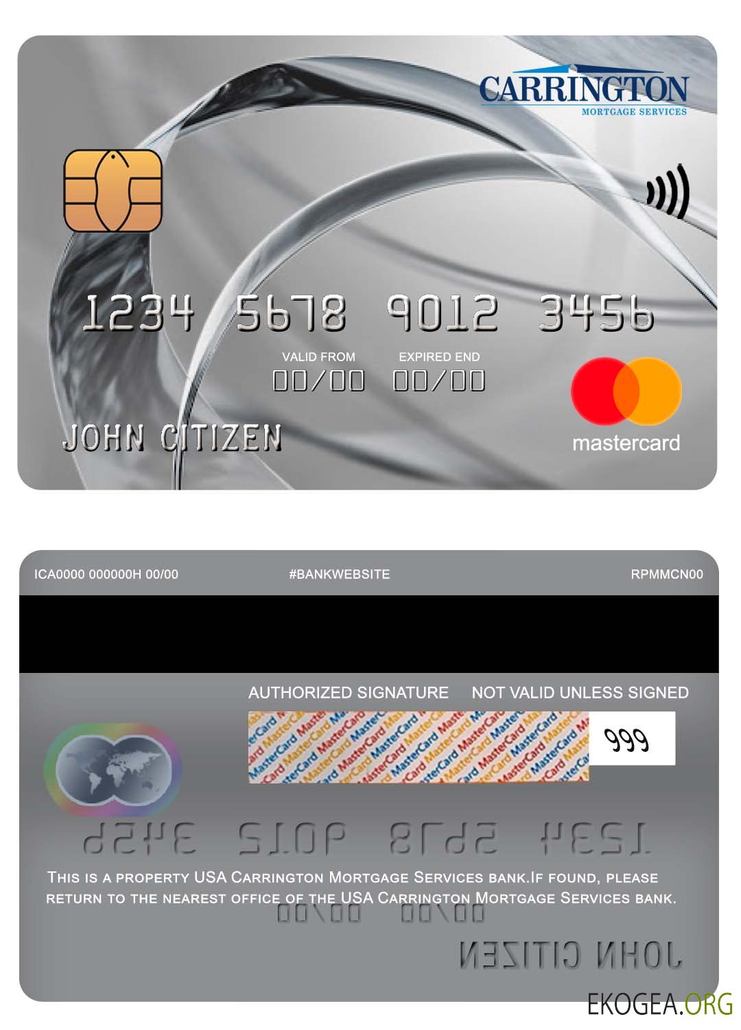 Carte Mastercard de la banque Carrington Mortgage Services des États Unis